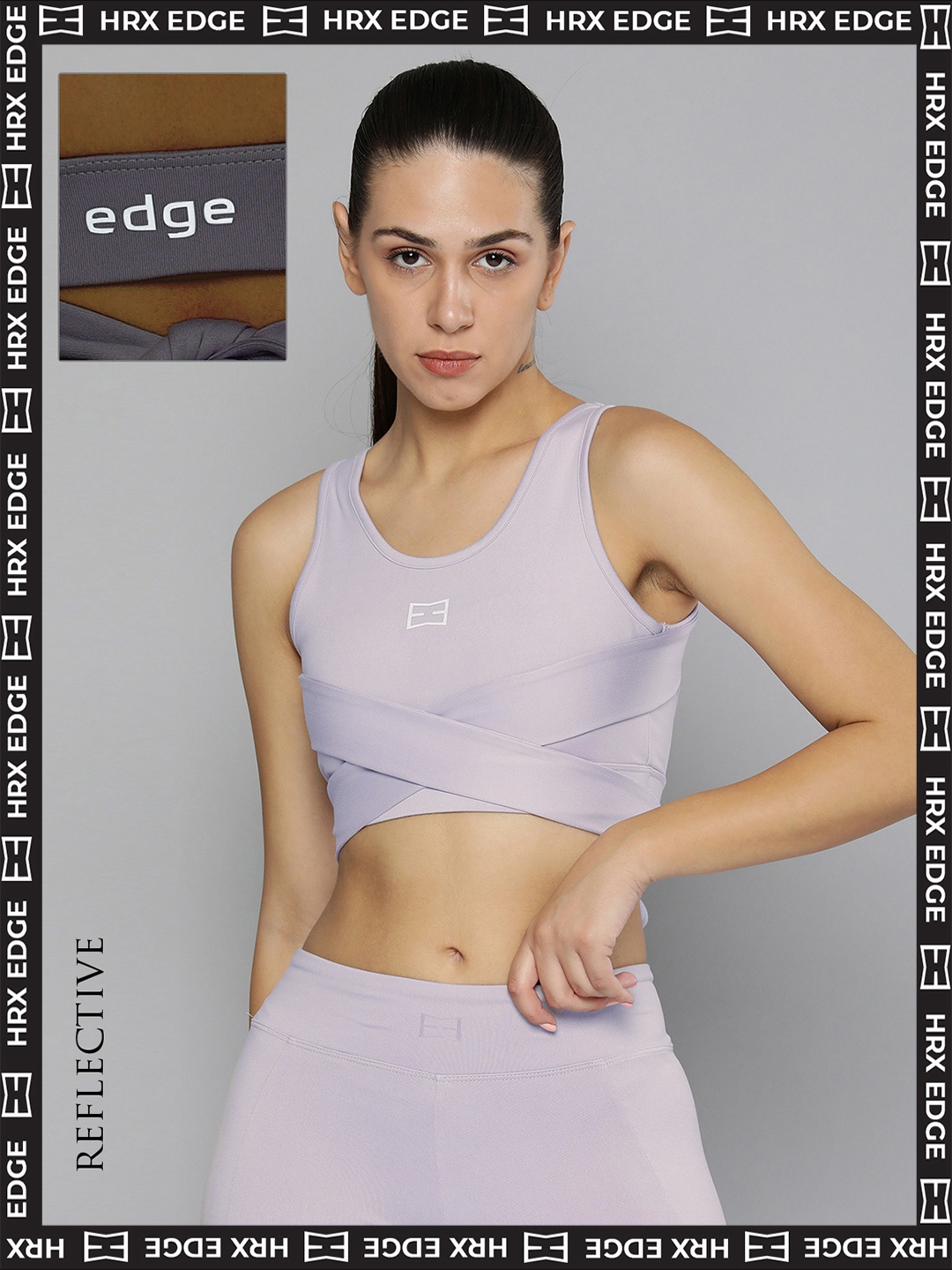 

HRX By Hrithik Roshan EDGE Women Misty Lilac Rapid-Dry Solid Sports Bra, Lavender