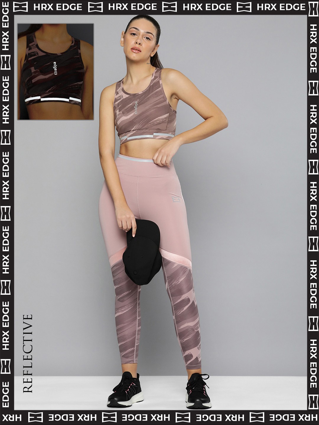 

HRX By Hrithik Roshan EDGE Women Deauville Mauve Rapid-Dry AOP Sports Bra