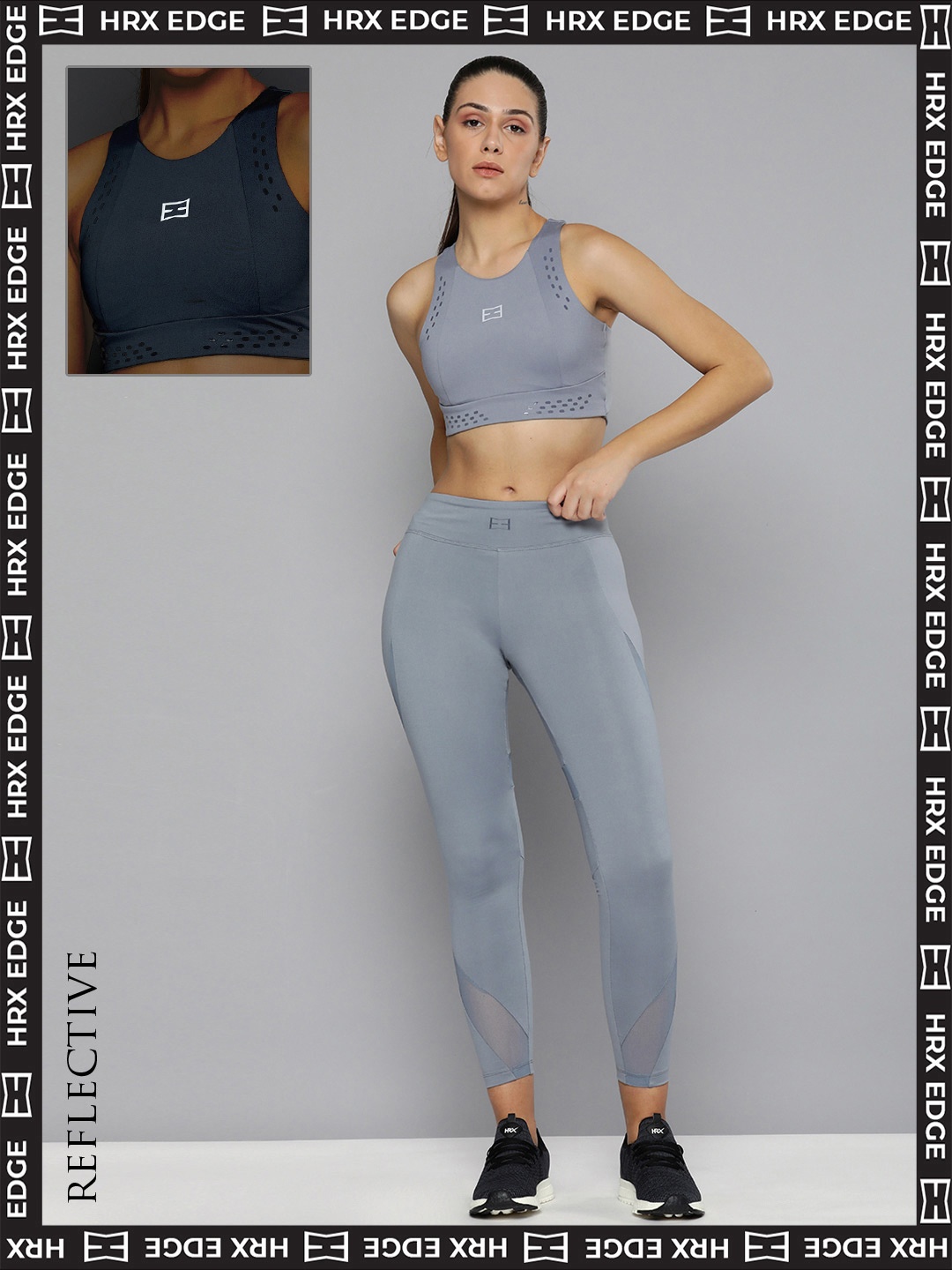 

HRX By Hrithik Roshan EDGE Women Tradewinds Rapid-Dry Solid Sports Bra, Grey