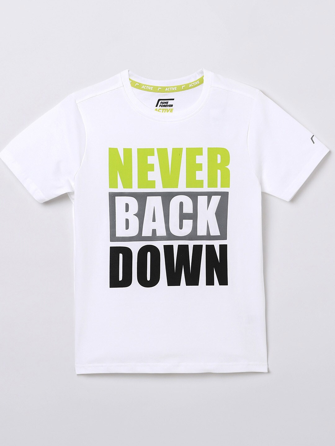 

Fame Forever by Lifestyle Boys White & Black Typography Printed Pure Cotton T-shirt