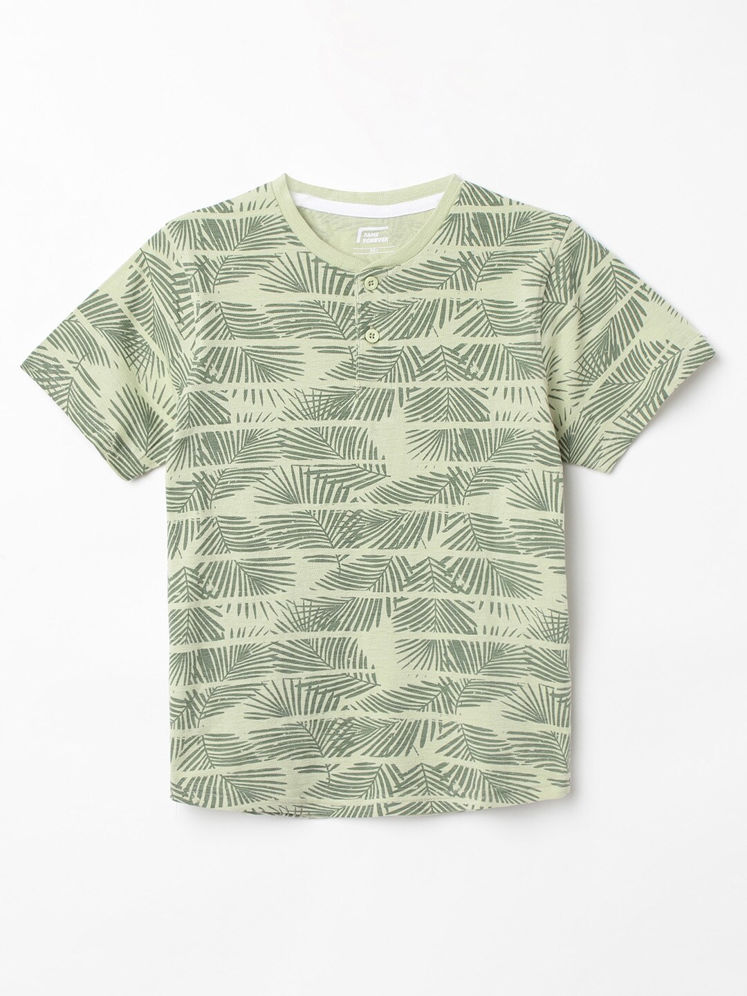 

Fame Forever by Lifestyle Boys Olive Green Floral Printed V-Neck Tropical Cotton T-shirt