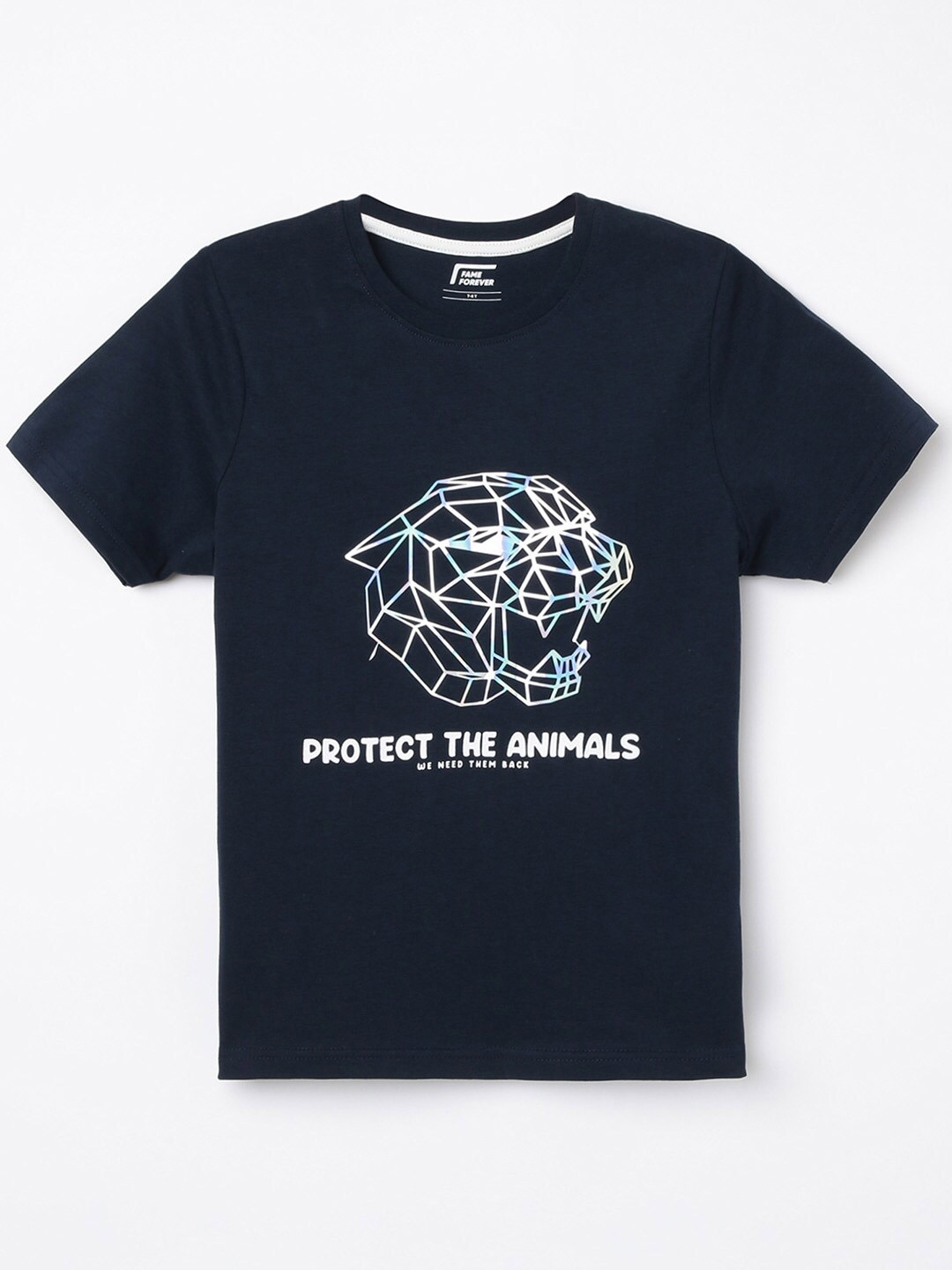 

Fame Forever by Lifestyle Boys Navy Blue Printed Pure Cotton T-shirt