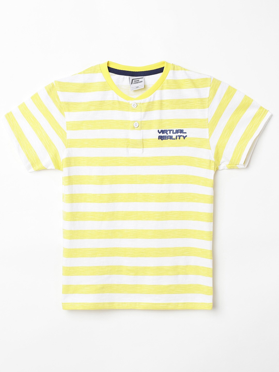 

Fame Forever by Lifestyle Boys Yellow Striped Pure Cotton T-shirt