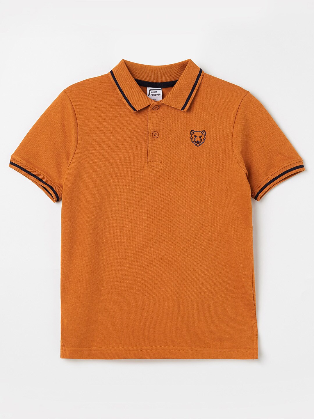 

Fame Forever by Lifestyle Boys Rust Polo Collar Pure Cotton T-shirt