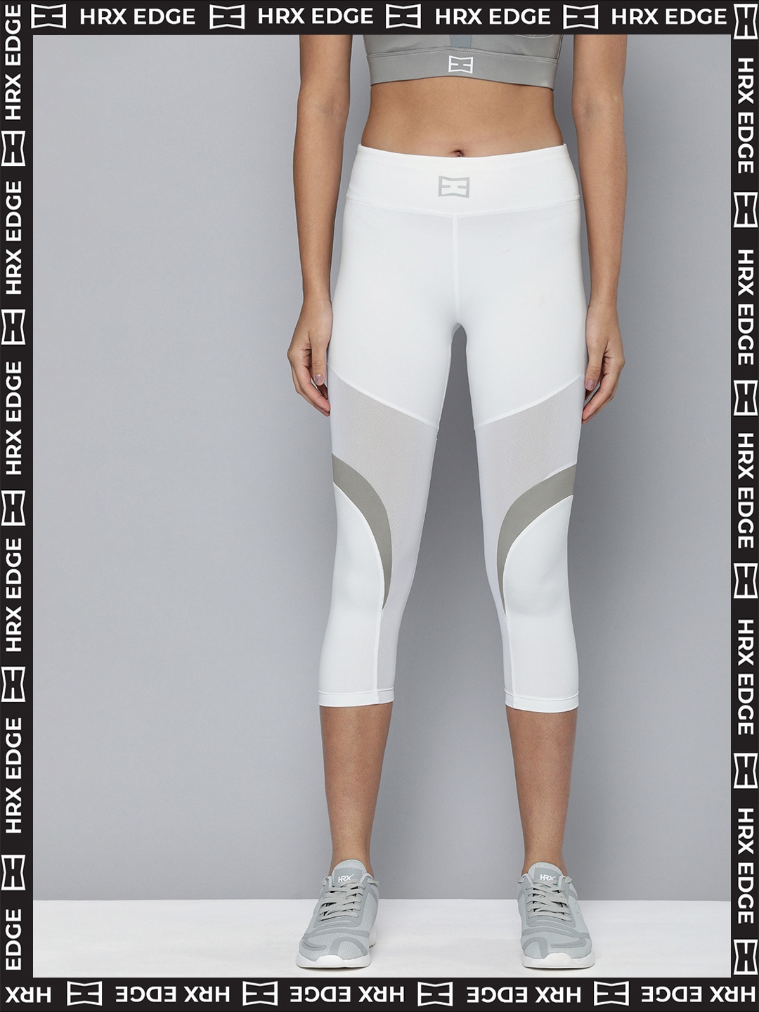 

HRX By Hrithik Roshan EDGE Women White Rapid-Dry Printed Tights