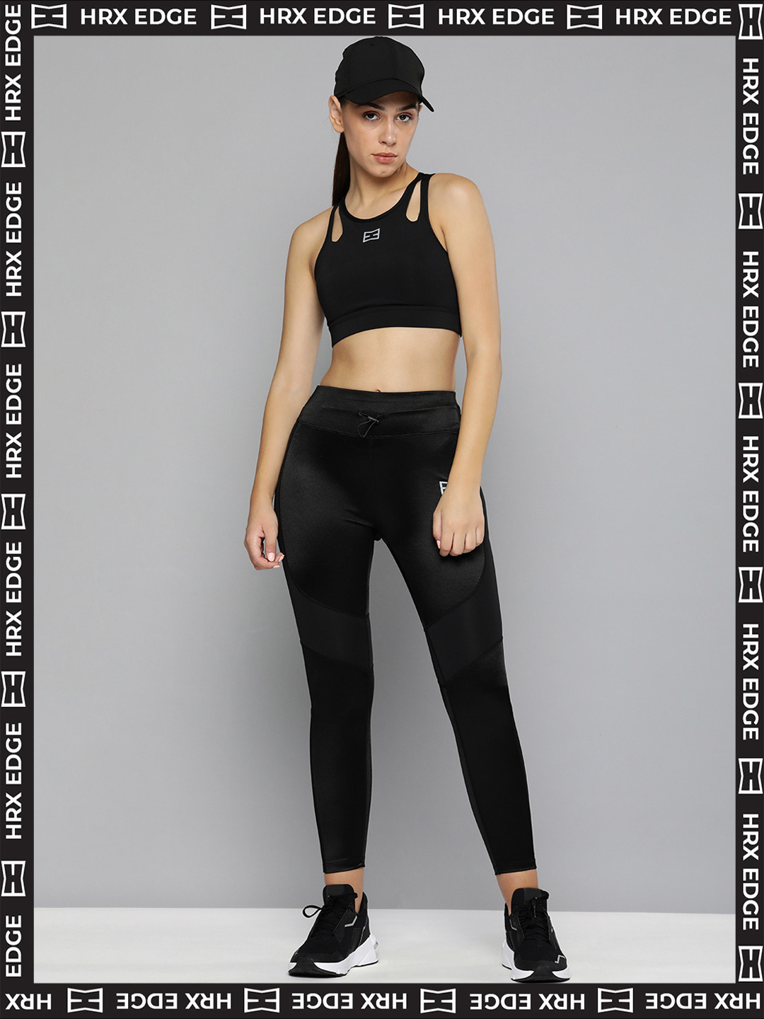 

HRX By Hrithik Roshan EDGE Women Jet Black Rapid-Dry Metallic Tights