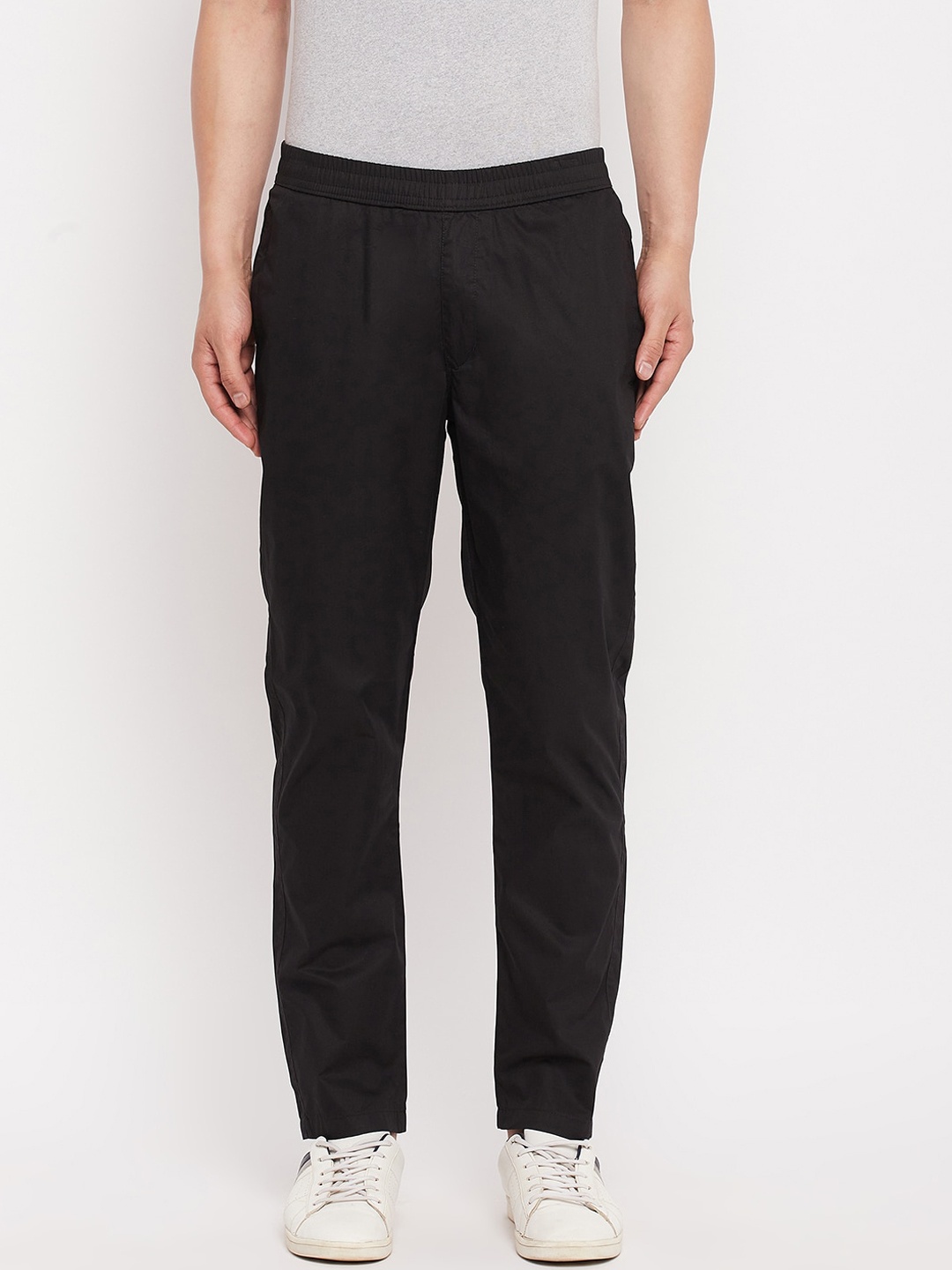 

Okane Men Black Solid Cotton Track Pant