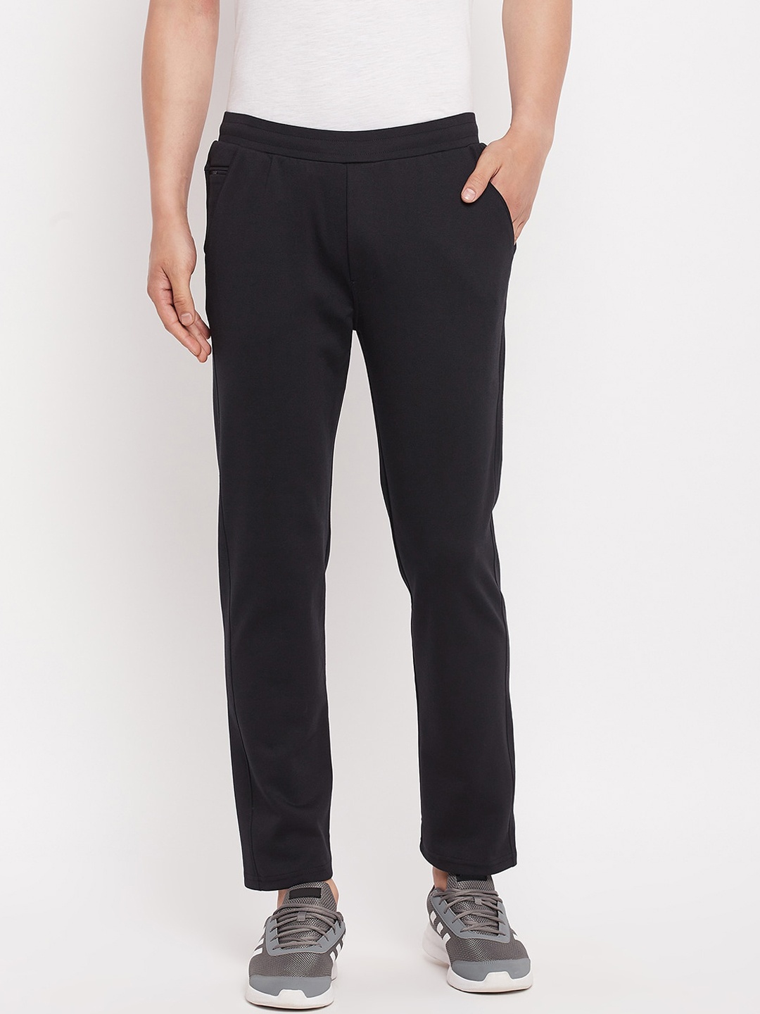 

Okane Men Navy Blue Solid Cotton Track Pants