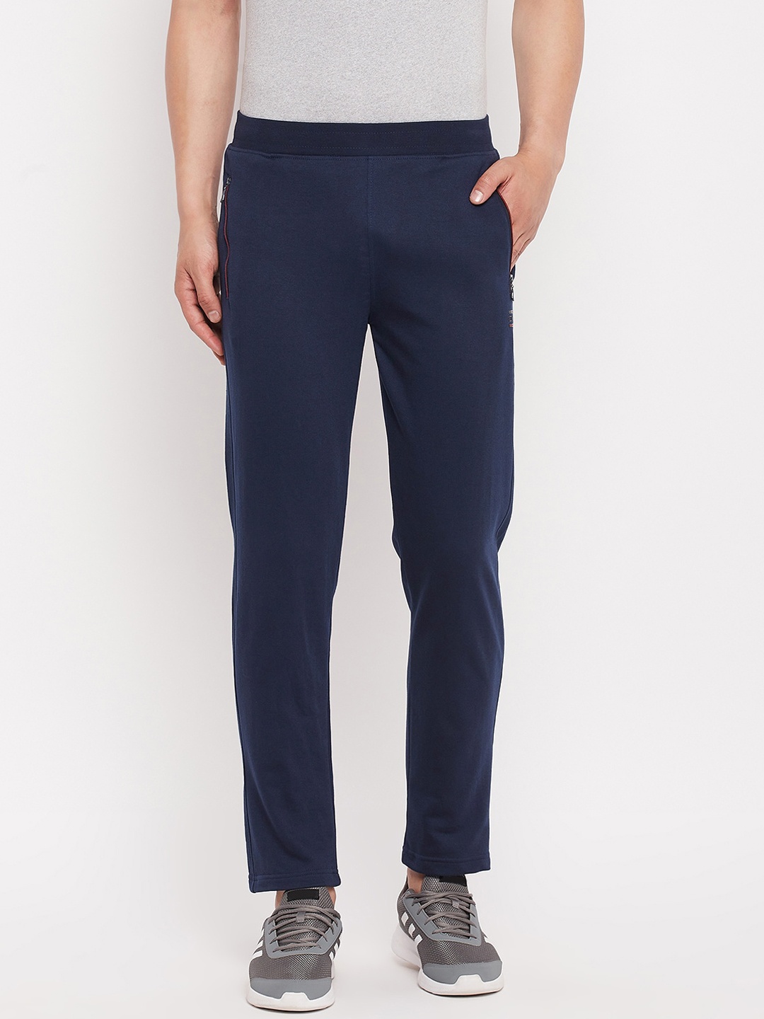 

Okane Men Navy Blue Solid Regular Fit Track Pants