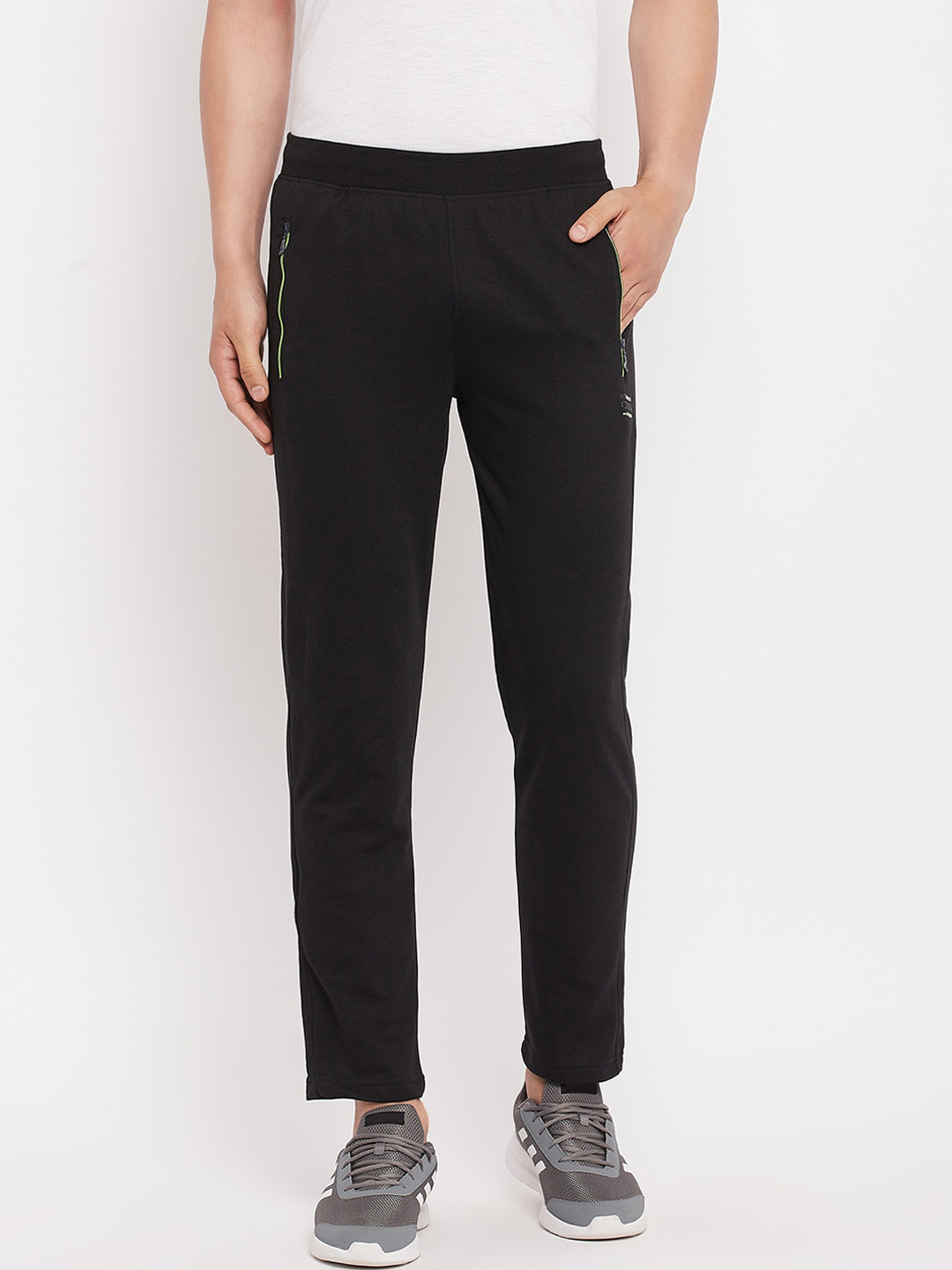 

Okane Men Black Solid Track Pants