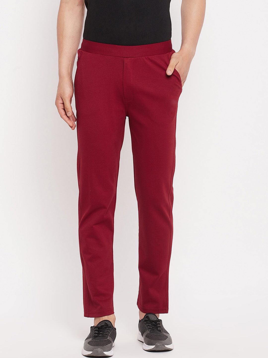 

Okane Men Red Solid Track Pants