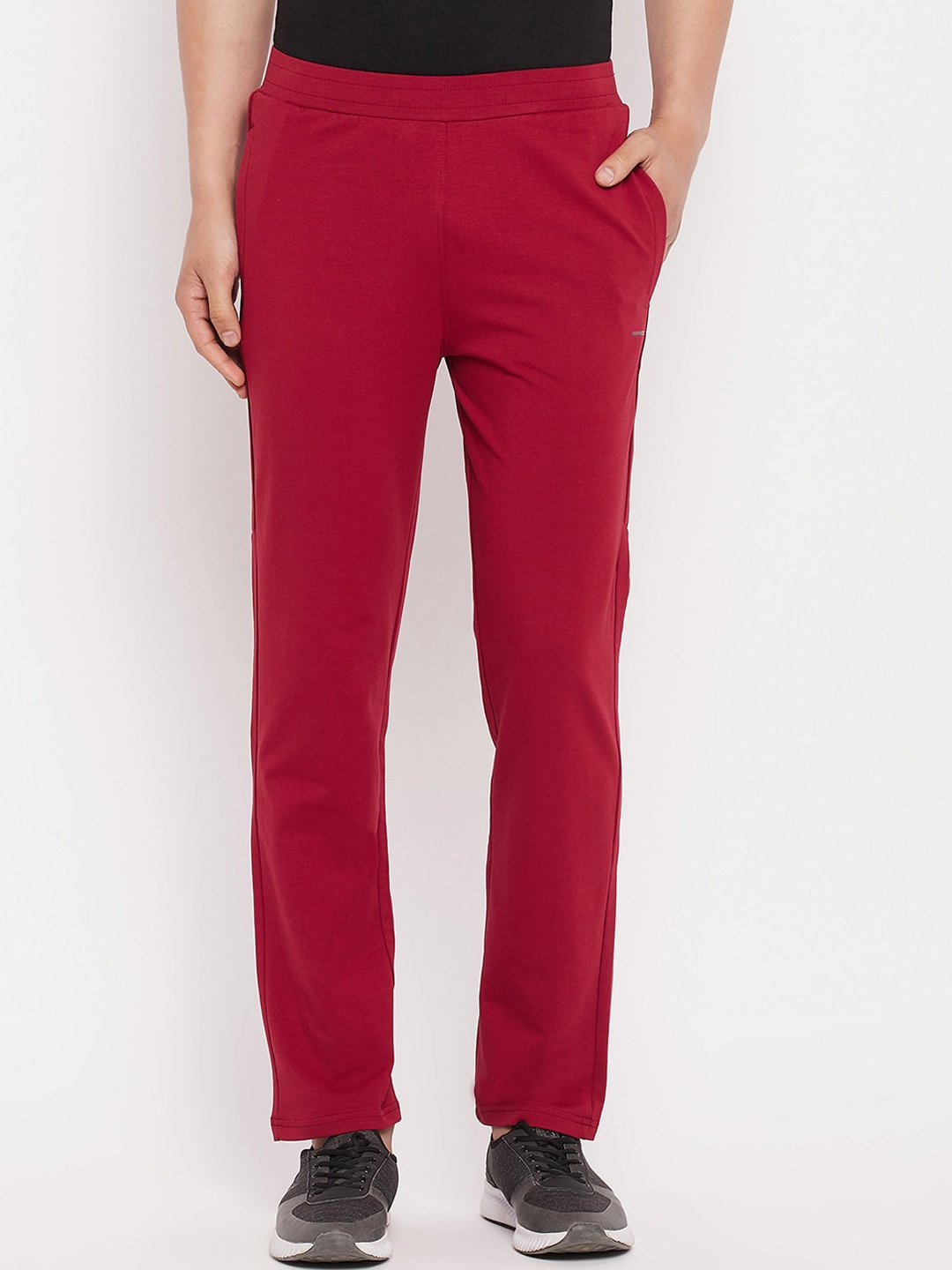 

Okane Men Red Solid Regular-Fit Track Pants