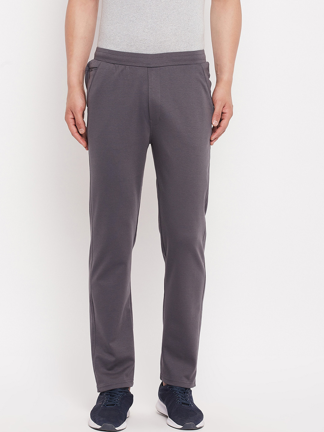

Okane Men Grey Regular Fit Solid Cotton Track Pants