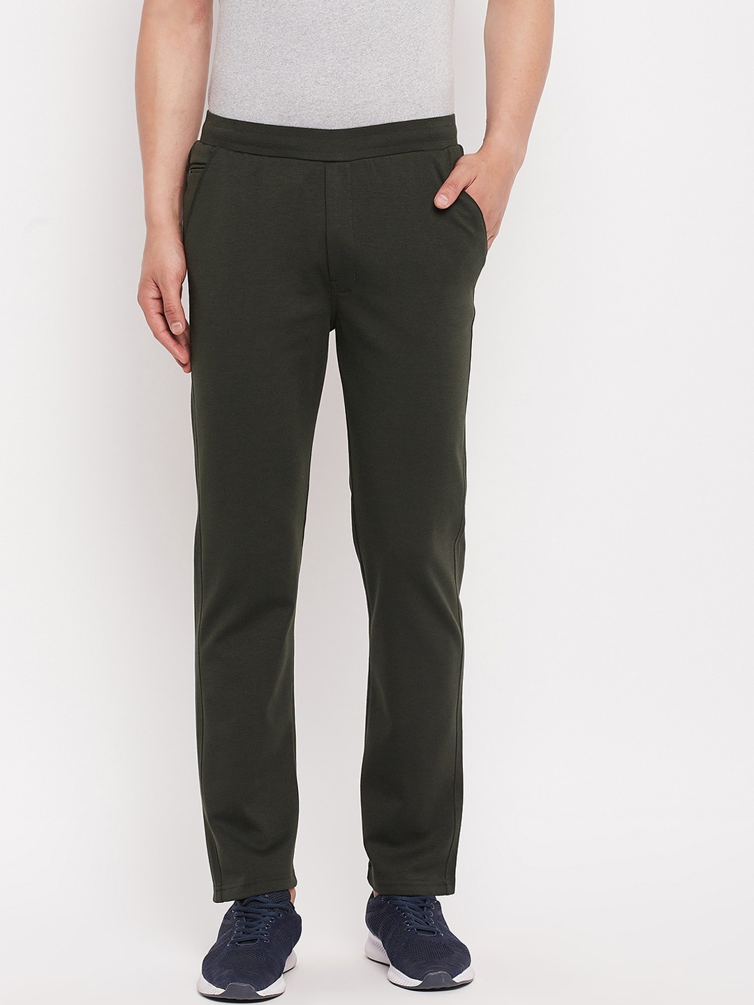 

Okane Men Olive Green Solid Regular Fit Track Pants
