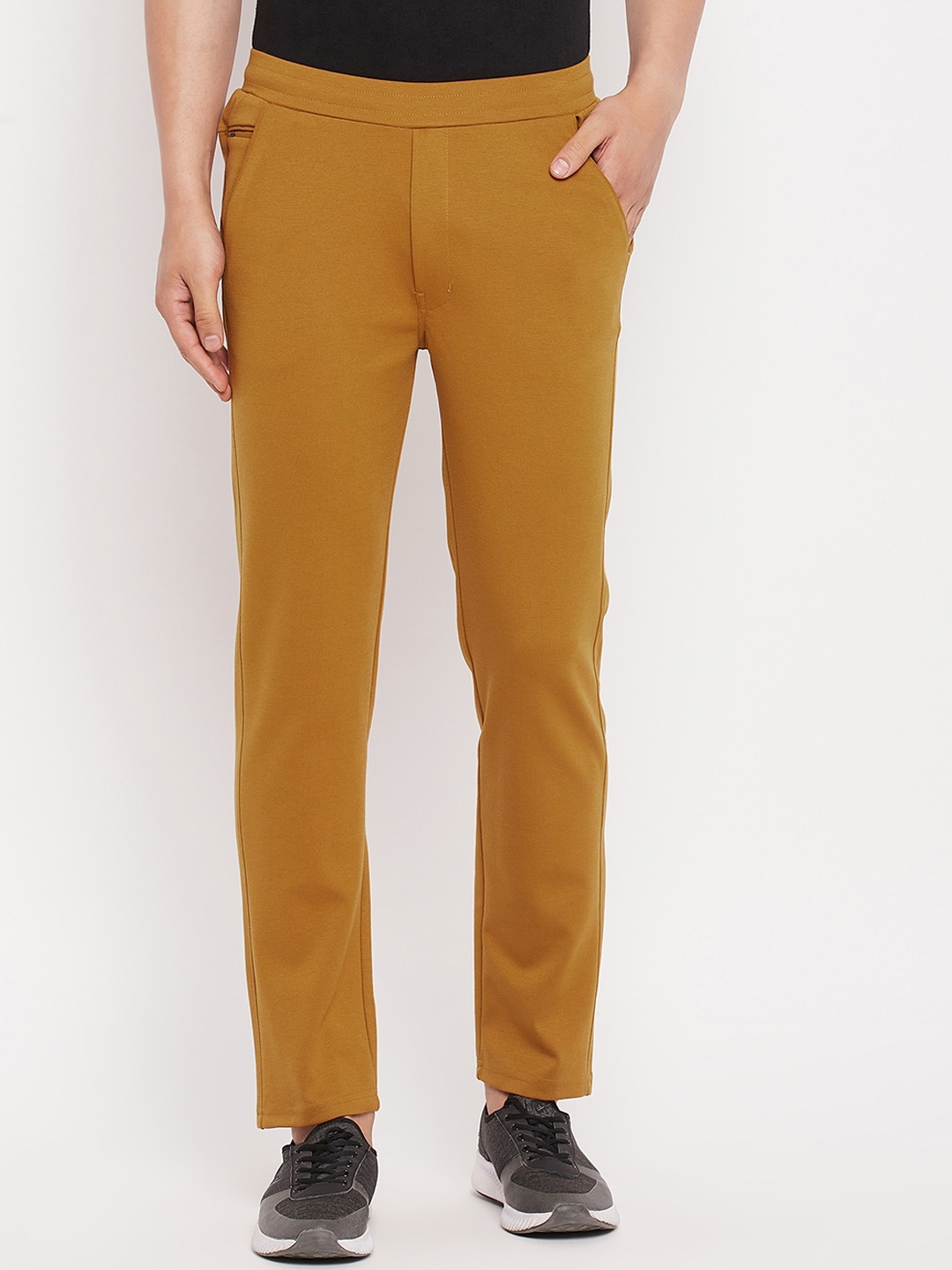

Okane Men Mustard Solid Track Pants