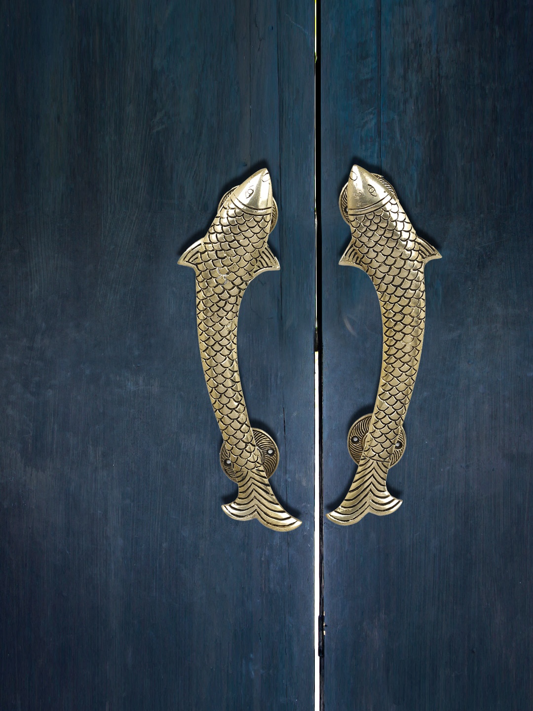 

Imli Street Set of 2 Gold-Toned Fish Design Brass Door Handles