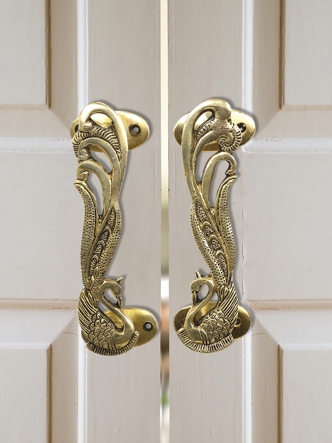 

Imli Street Set Of 2 Gold-Toned Peacock Design Door Handles