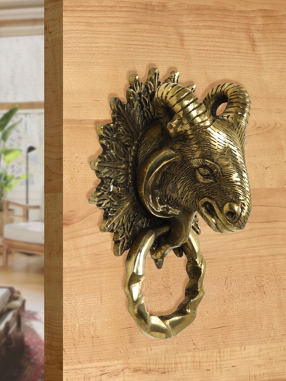 

Imli Street Gold-Toned Yak Designed Brass Door Knocker