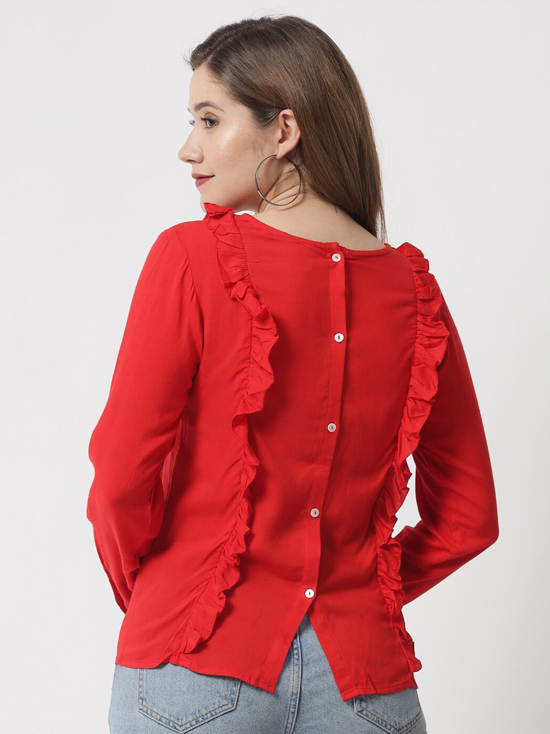 

The Dry State Women Red Ruffles Top