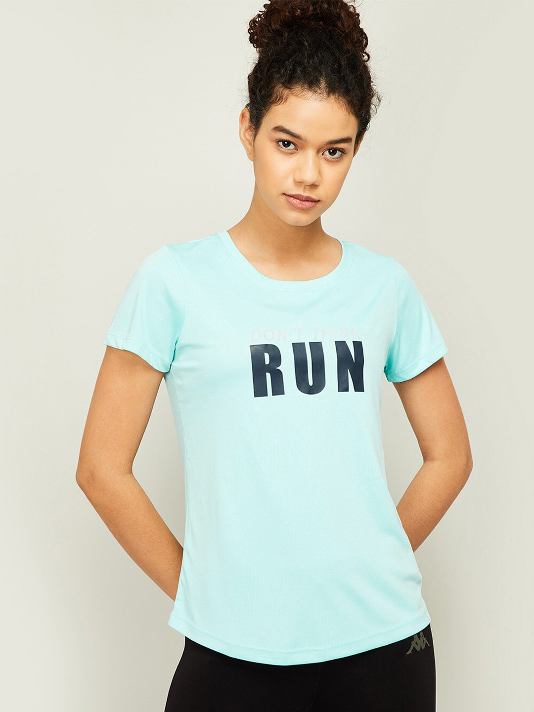 

Kappa Women Blue Typography Printed Training or Gym T-shirt