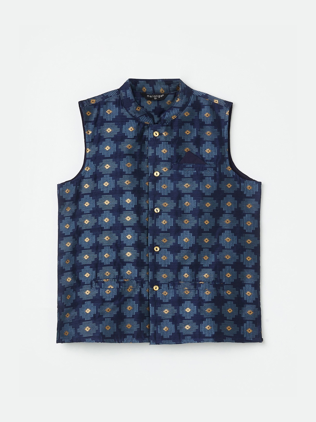 

Melange by Lifestyle Boys Navy Blue Printed Waistcoat