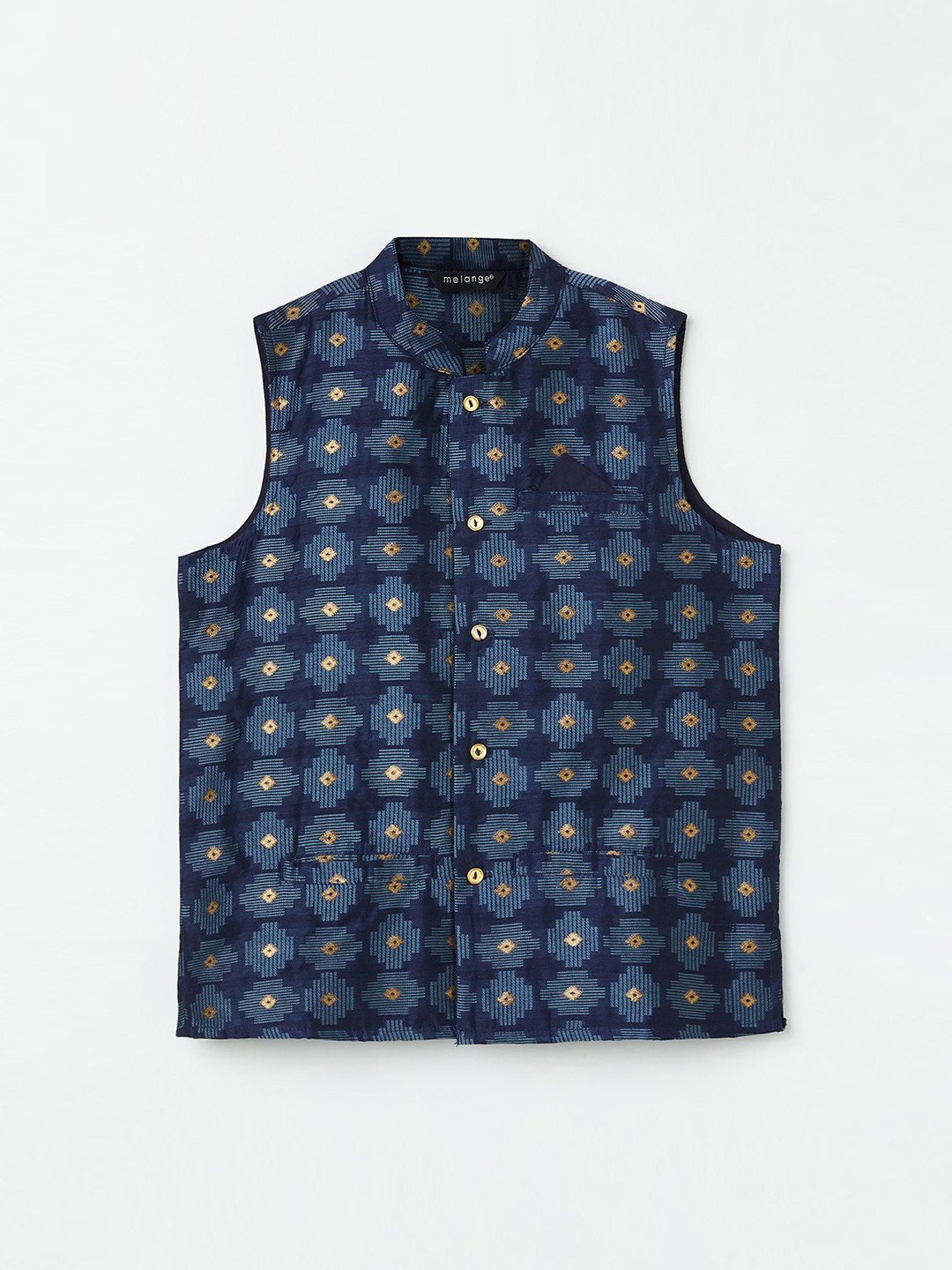 

Melange by Lifestyle Boys Navy Blue Printed Waistcoat