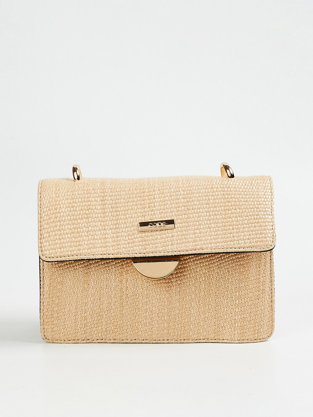 

CODE by Lifestyle Beige Textured Structured Sling Bag