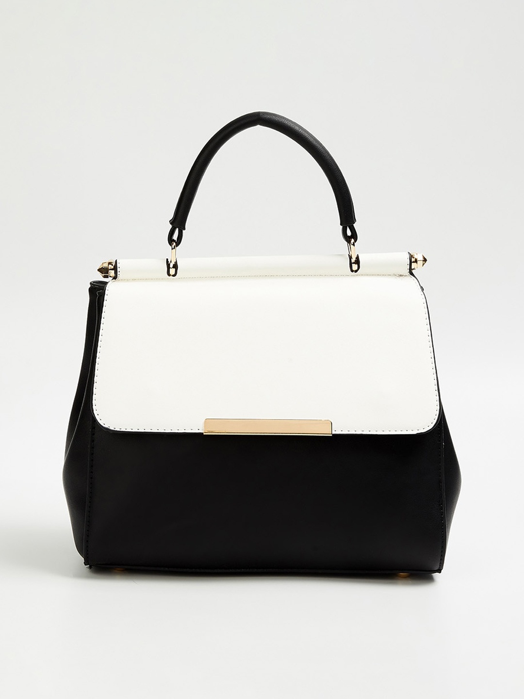 

CODE by Lifestyle White Colourblocked Oversized Structured Satchel