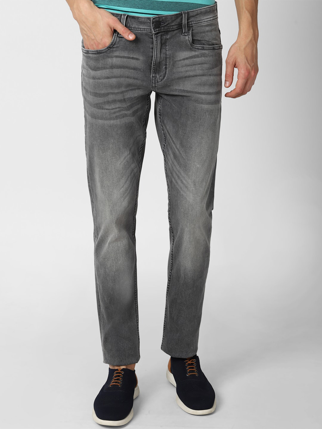 

Peter England Casuals Men Grey Skinny Fit Heavy Fade Jeans