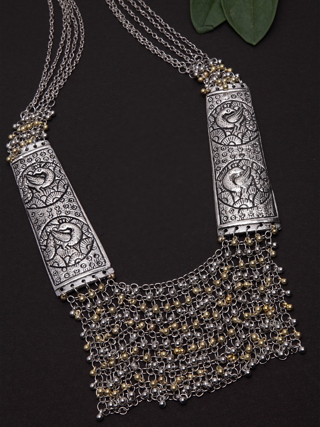 

PANASH Women Gold & Silver-Toned & Plated Oxidised Necklace