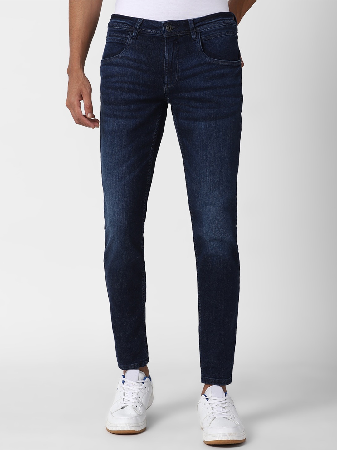 

VAN HEUSEN DENIM LABS Men Navy Blue Skinny Fit Light Fade Cropped Jeans