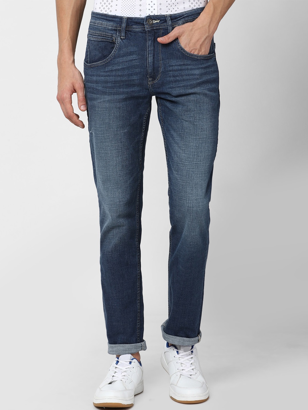 

VAN HEUSEN DENIM LABS Men Navy Blue Slim Fit Light Fade Jeans