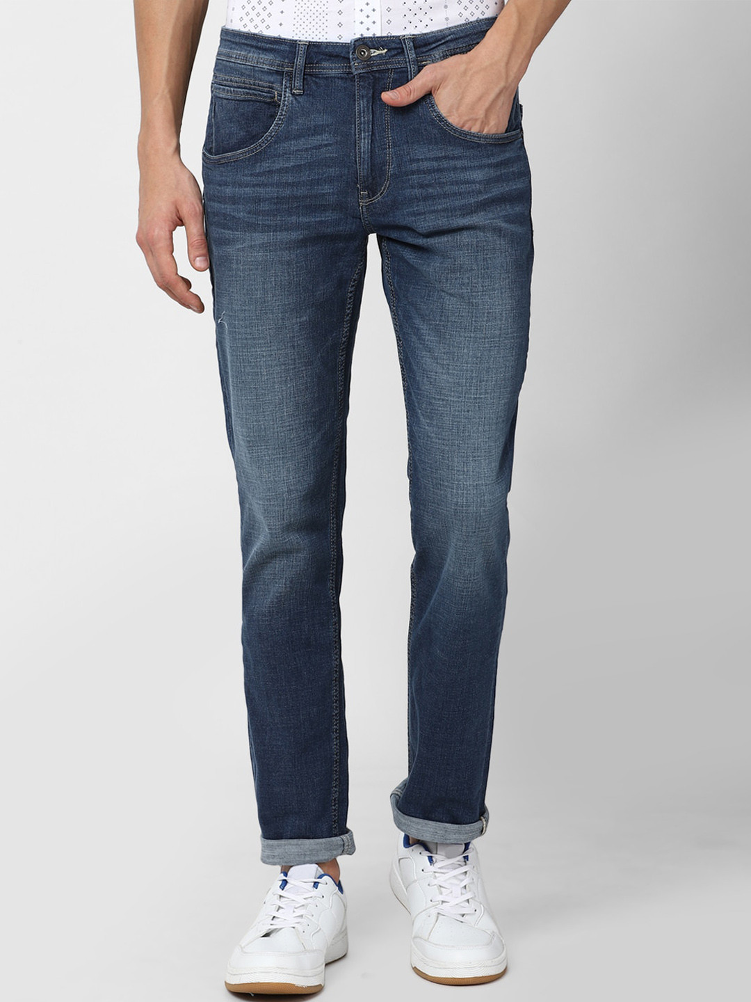 

VAN HEUSEN DENIM LABS Men Navy Blue Slim Fit Light Fade Jeans