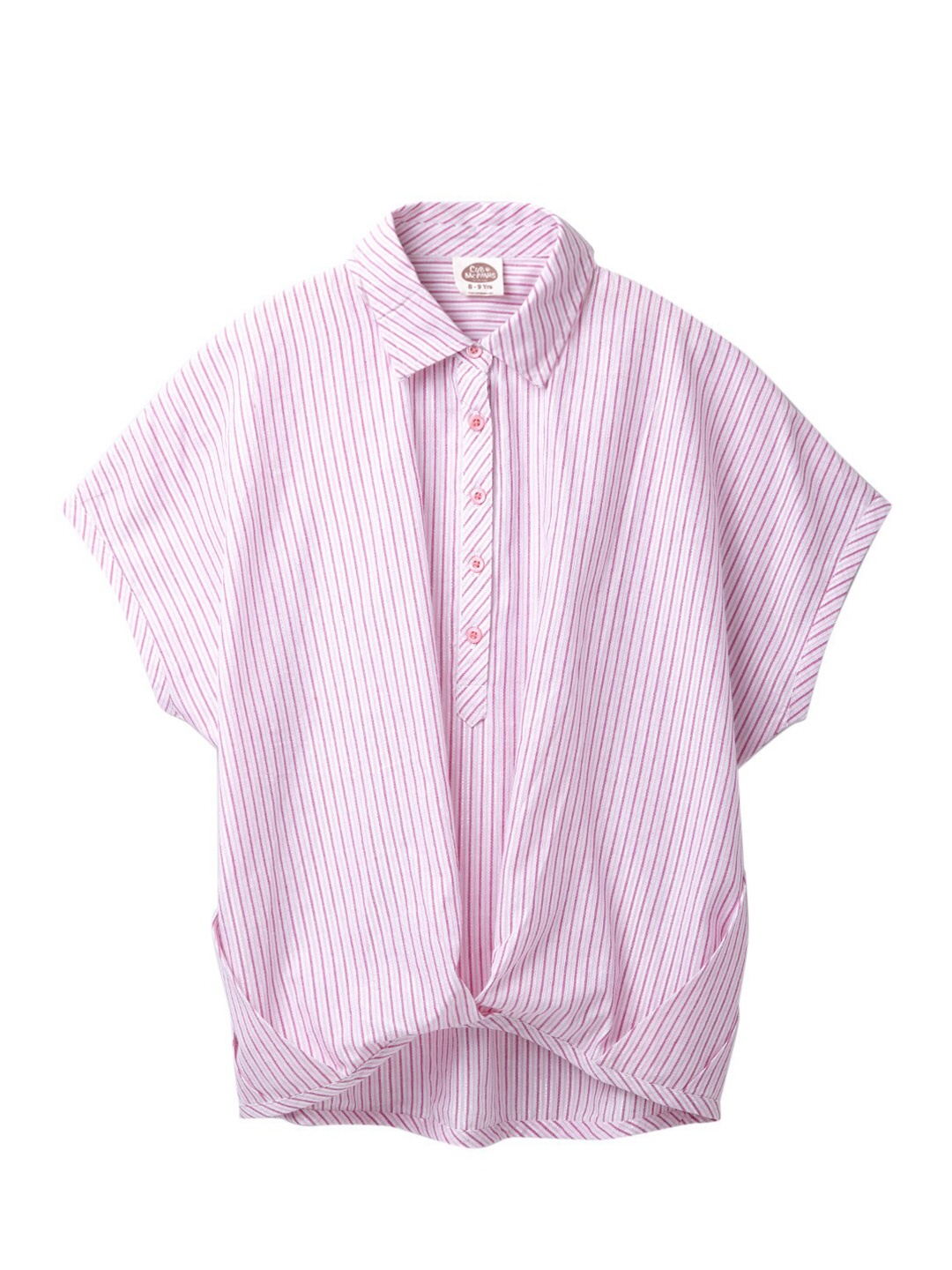 

Cub McPaws Pink & White Striped Extended Sleeves Pure Cotton Shirt Style Top