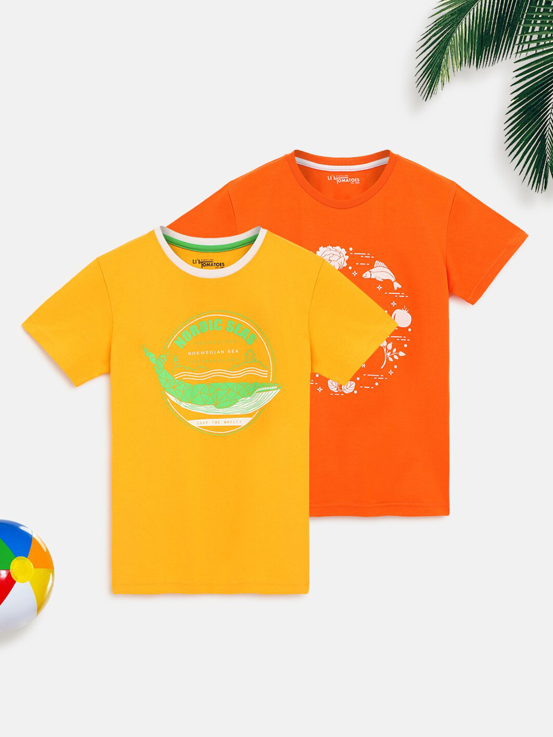 

Lil Tomatoes Boys Yellow & Orange Set Of 2 Printed Outdoor T-shirt