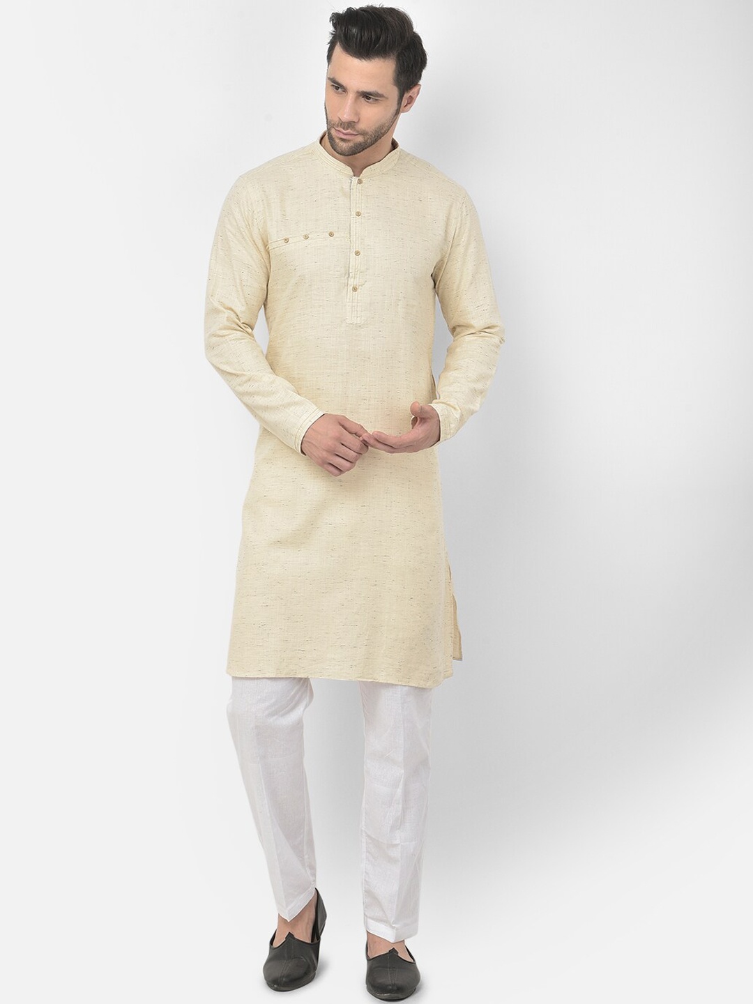 

DEYANN Men Cream-Coloured Pure Cotton Kurta