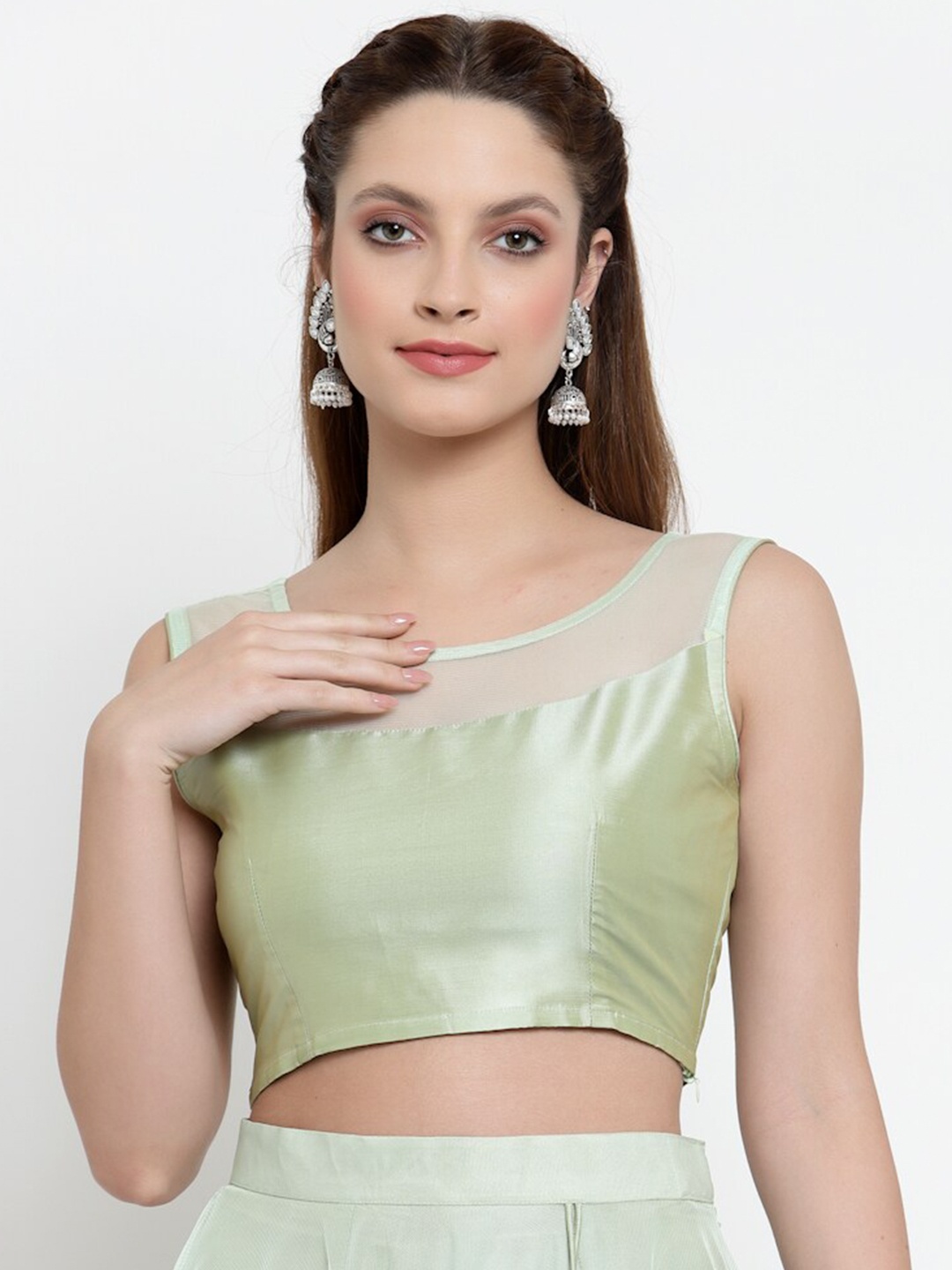

NEUDIS Green Sheen Sheer Crop Top