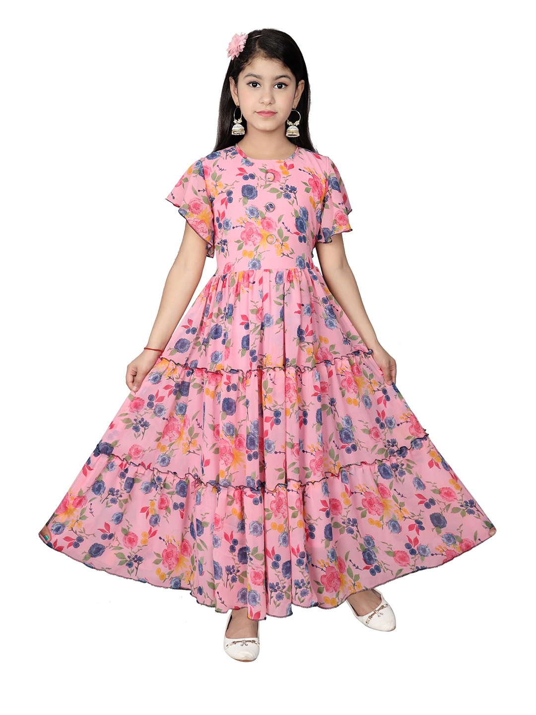 

SKY HEIGHTS Pink Floral Georgette Maxi Dress