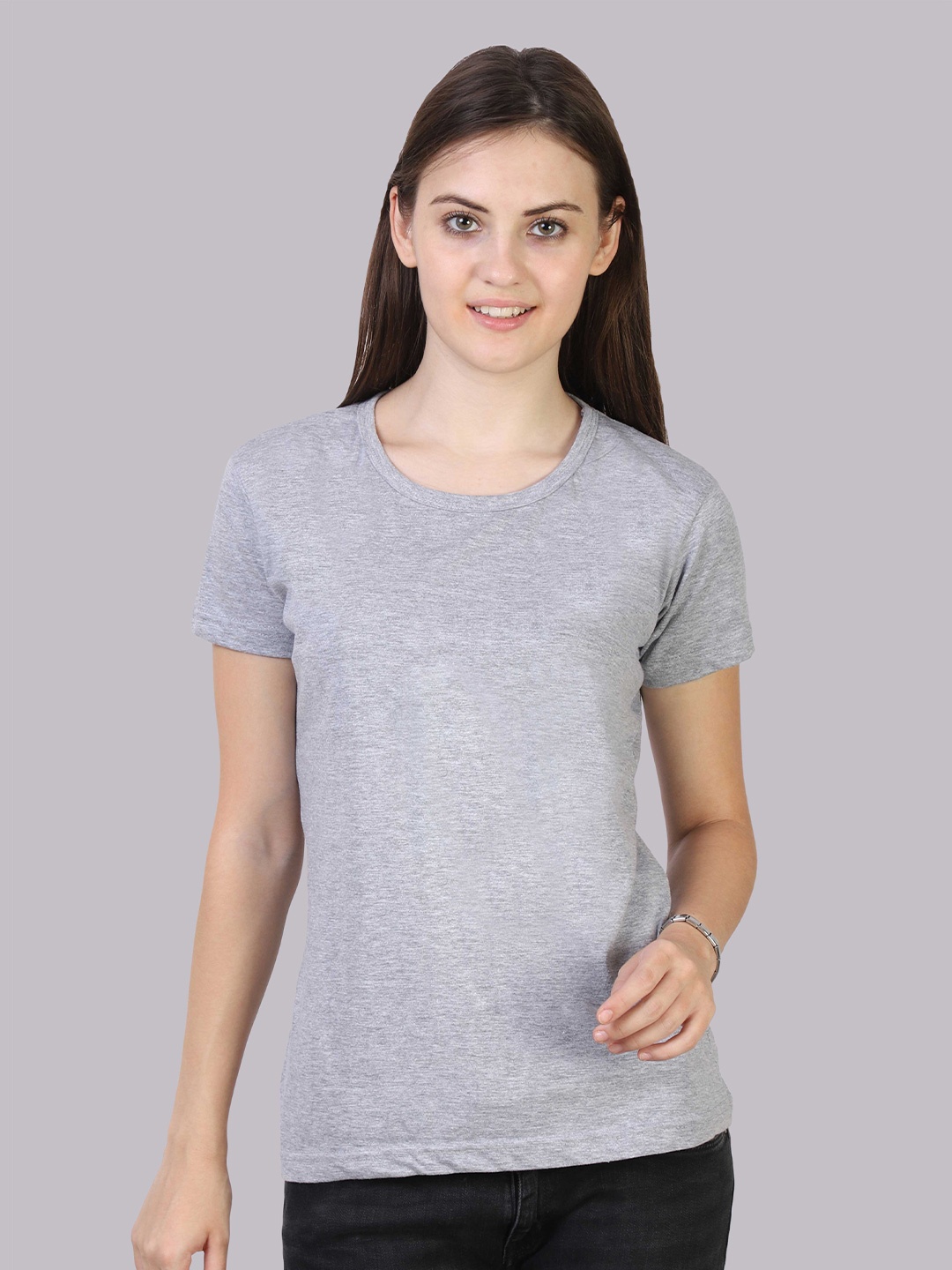 

Fleximaa Women Grey Melange Running T-shirt