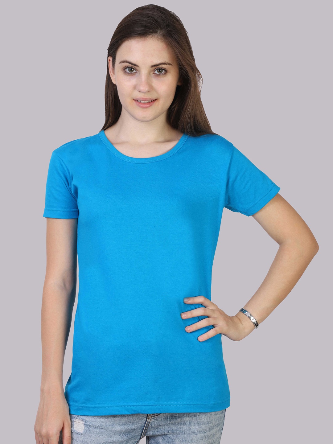 

Fleximaa Women Blue Running Cotton T-shirt