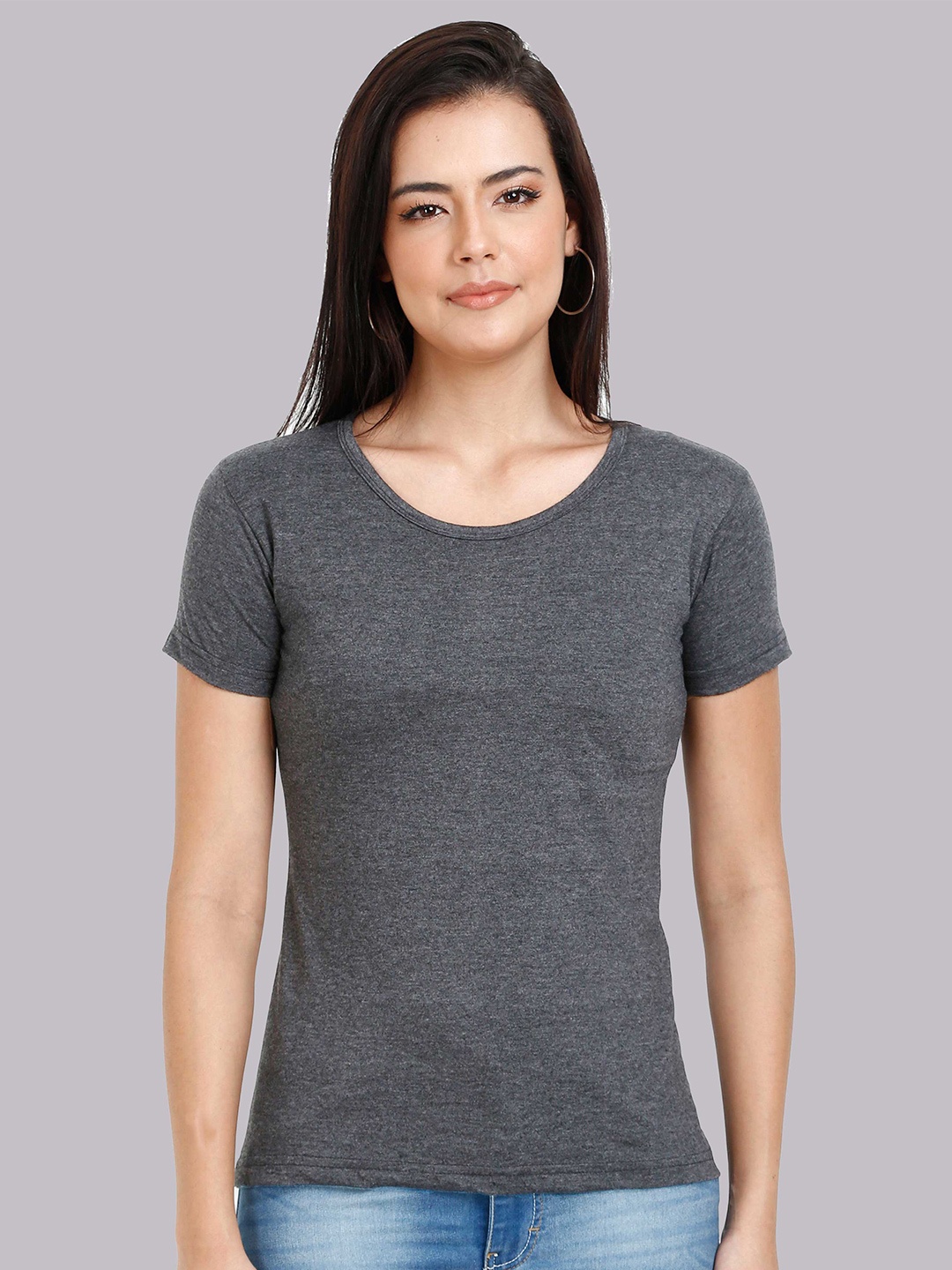 

Fleximaa Women Charcoal Running T-shirt