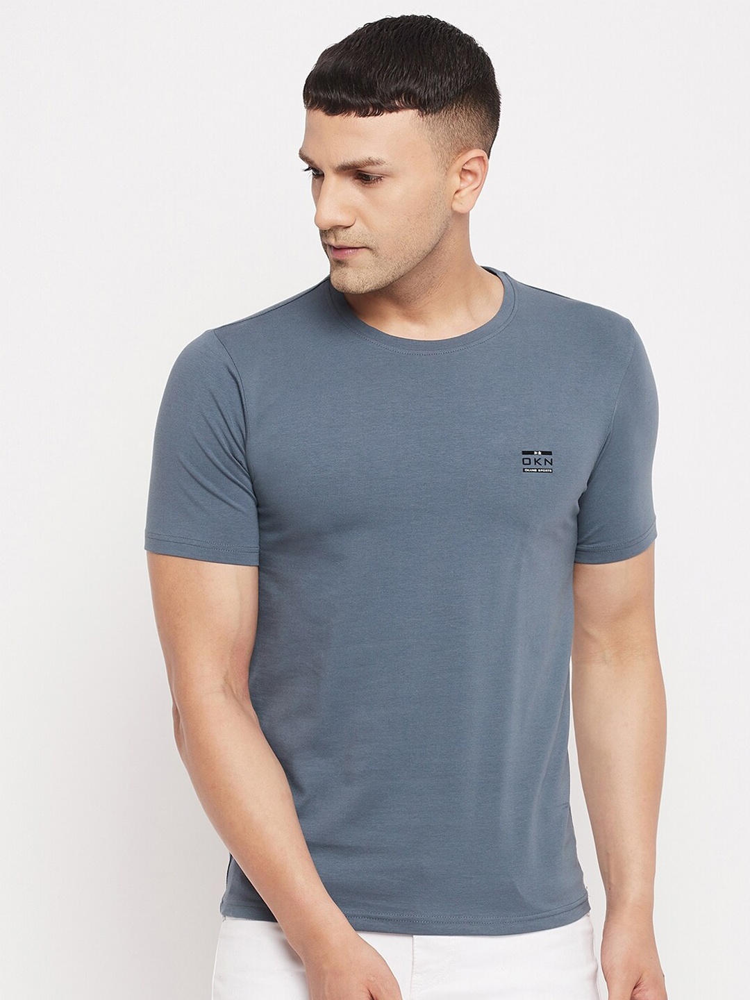 

Okane Men Blue Cotton T-shirt