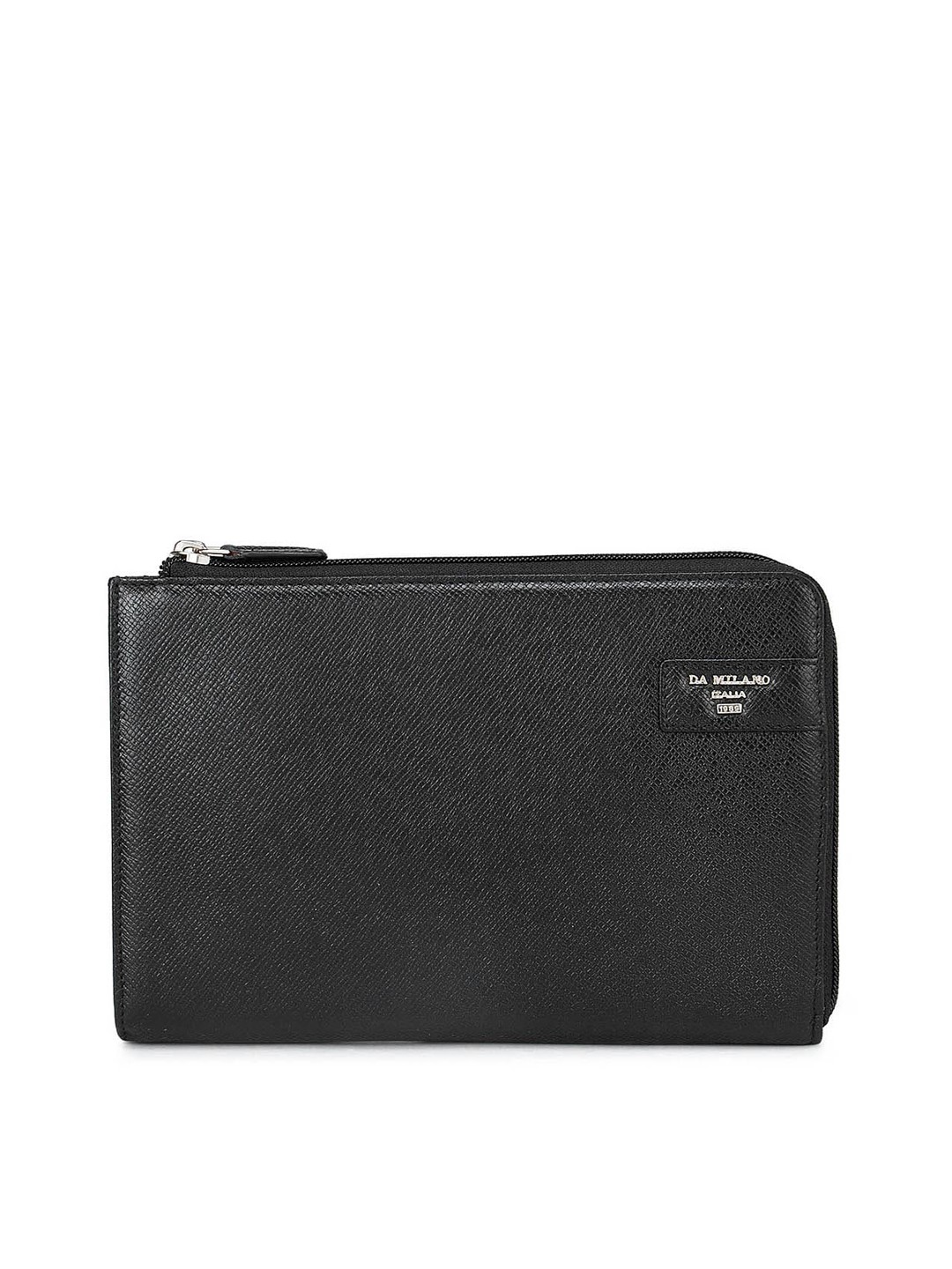 

Da Milano Unisex Black Solid Leather Travel Pouch