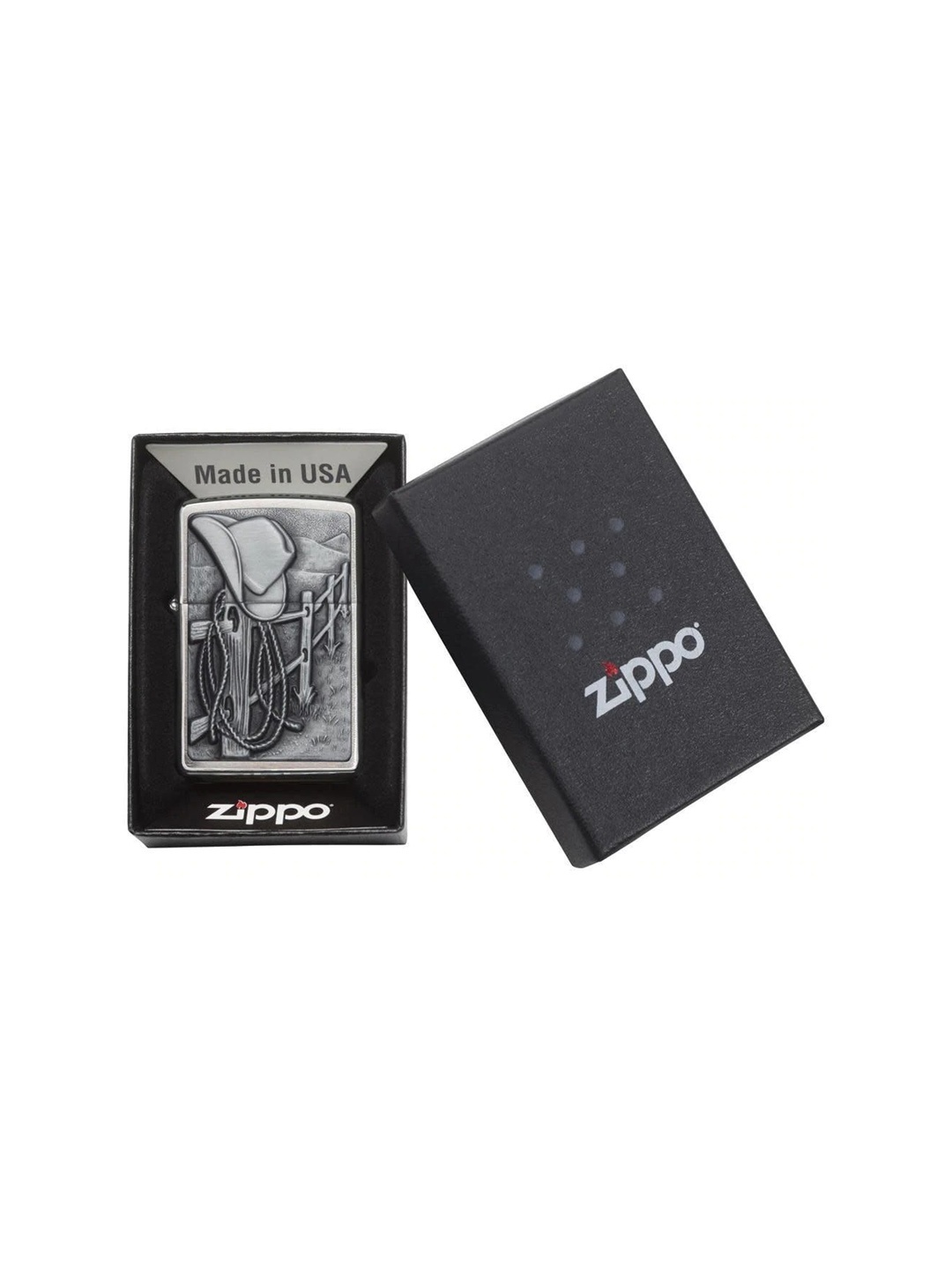 

Zippo Silver-Toned & Black Brass Pocket Lighter