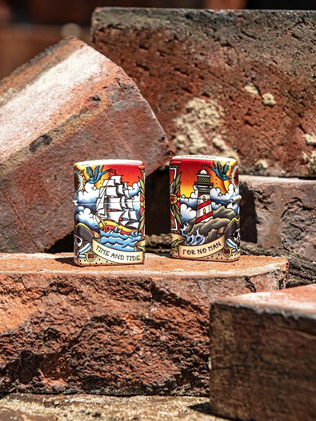 

Zippo Red & Blue Nautical Tattoo Design Pocket Lighter