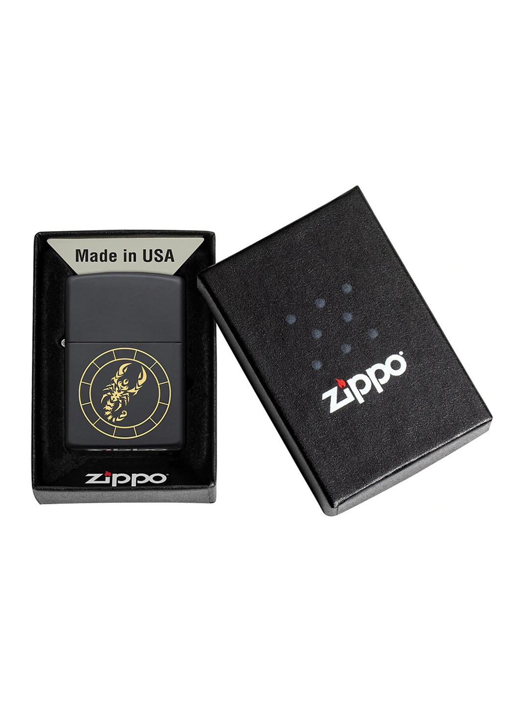 

Zippo Black & Gold-Toned Printed Matte Pocket Lighter