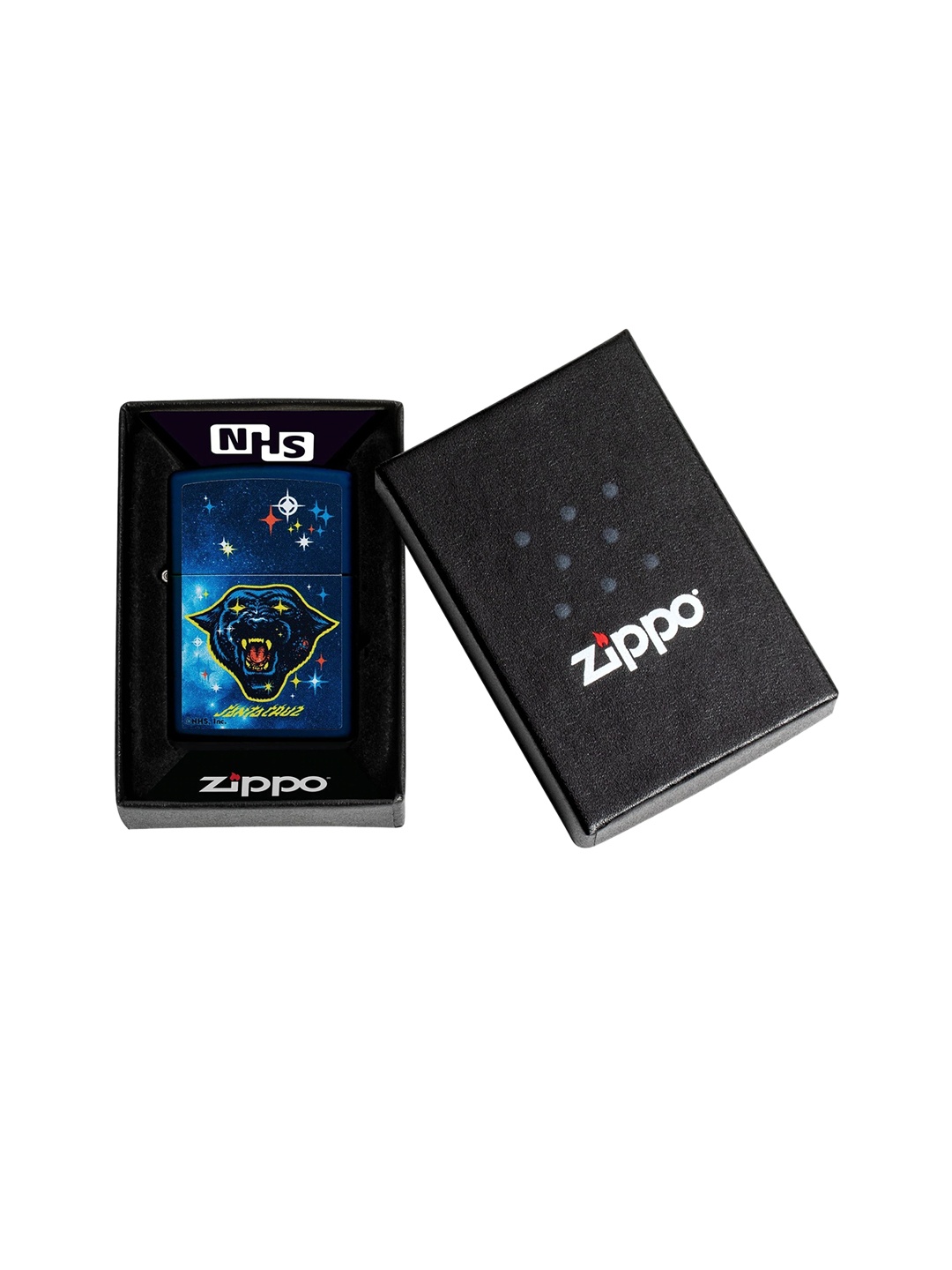 

Zippo Silver-Toned & Blue Printed Vivid Pop-Art Graphic Pocket Lighter
