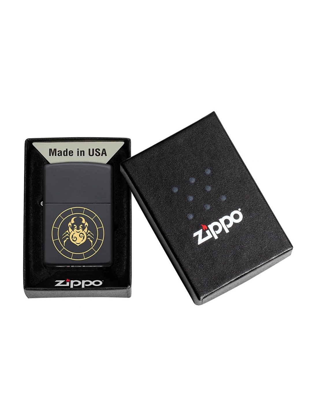 

Zippo Black Cancer Zodiac Sign Matte Pocket Lighter