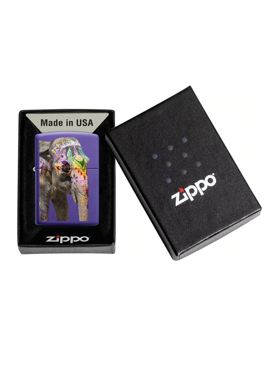 

Zippo Purple & Black Elephant Printed Pocket Lighter