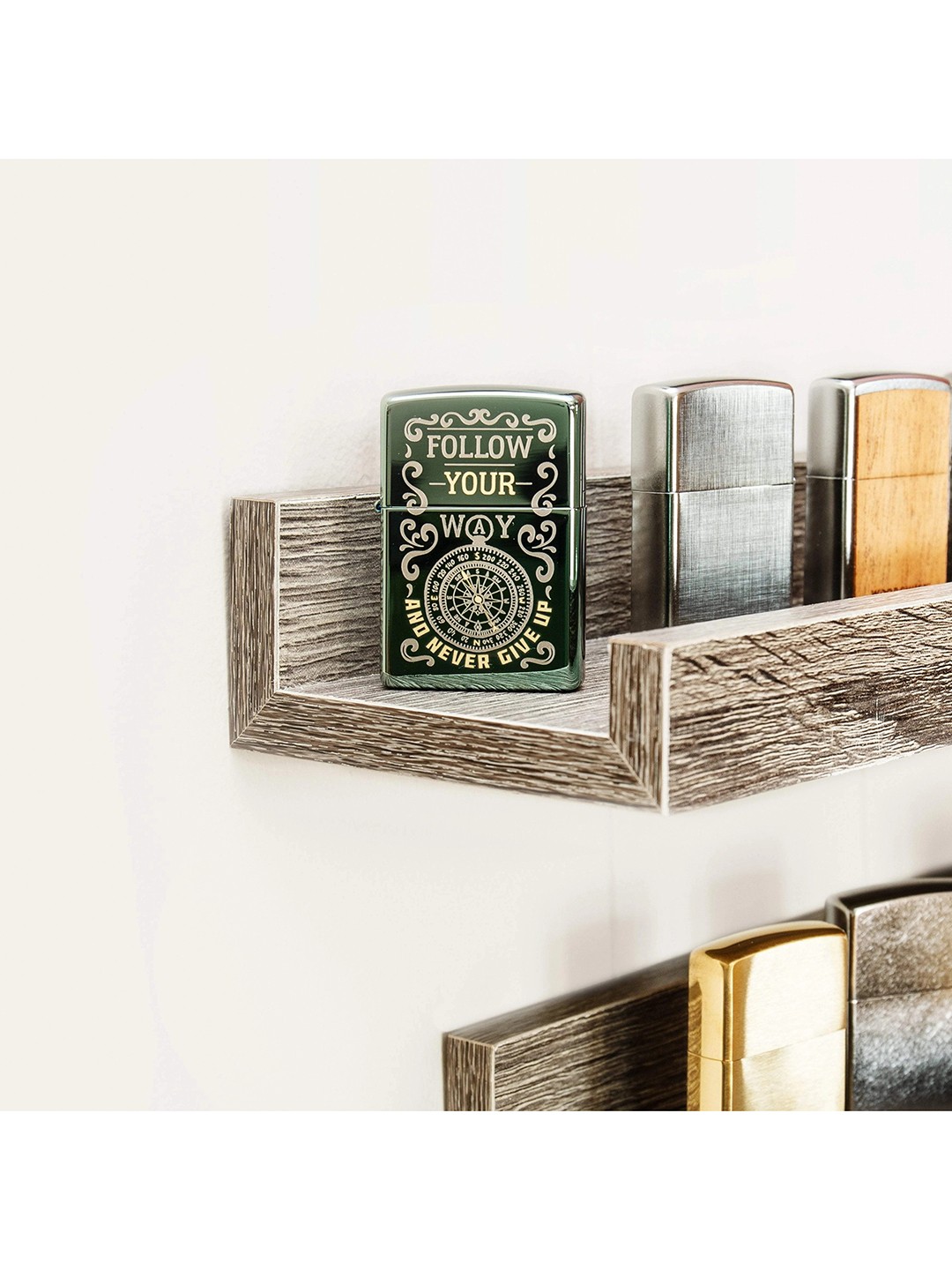 

Zippo Green & Off White Follow Your Way Design Pocket Lighter